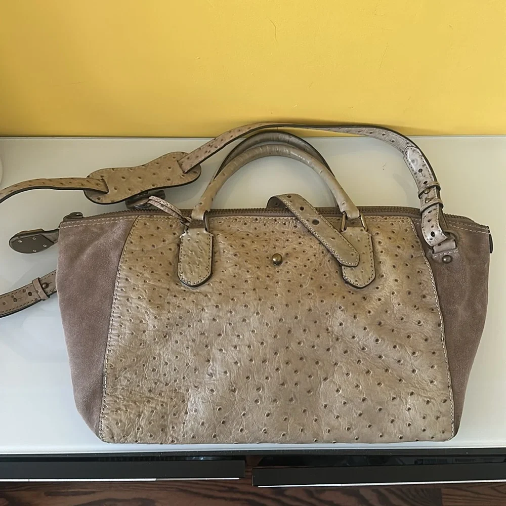Kate Spade Westward Adventurer Satchel Taupe Ostrich Suede Large  Bag